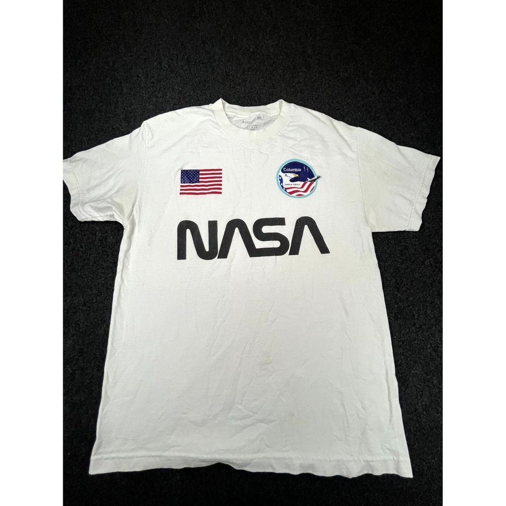 Pacsun Buzz Aldrin NASA Columbia T Shirt Mens Large White 2017 Space Shuttle